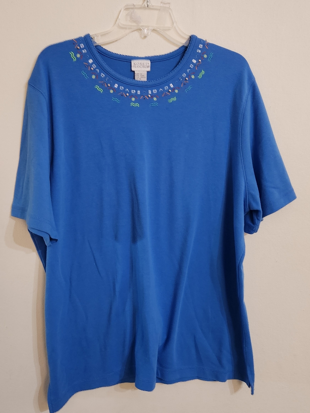 Koret Royal Blue Short Sleeve Embellished Round Neck Tee